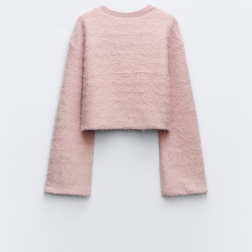 Zara Women's Faux Fur Sweater - Size Medium - Pastel Pink